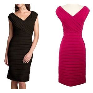 Tadashi Collection Berry Raspberry Flutter Bandage Sweetheart Neck Size M